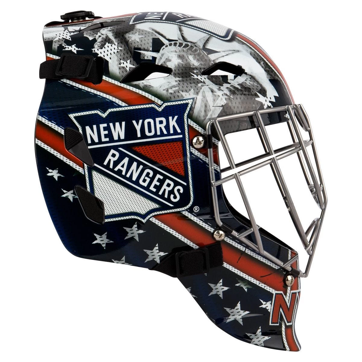 Franklin GFM 1500 New York Rangers Goalie Face Mask 4 Franklin GFM 1500 New York Rangers Goalie Face Mask - Image 2