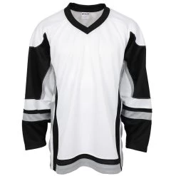 Stadium Youth Hockey Jersey - White/Black/Gray -Goaliemonkey® firstar hockey jersey stadium wht blk gry jr inset5