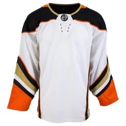 Anaheim Ducks MonkeySports Uncrested Junior Hockey Jersey -Goaliemonkey® monkeysports hockey jersey uncrested anaheim ducks jr inset3