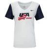 Nike USA Hockey Dri-Fit Cotton Slub V-Neck Women's Short Sleeve Tee Shirt -Goaliemonkey® nike hockey apparel usa dri fit cotton slub v neck ss tee wmn